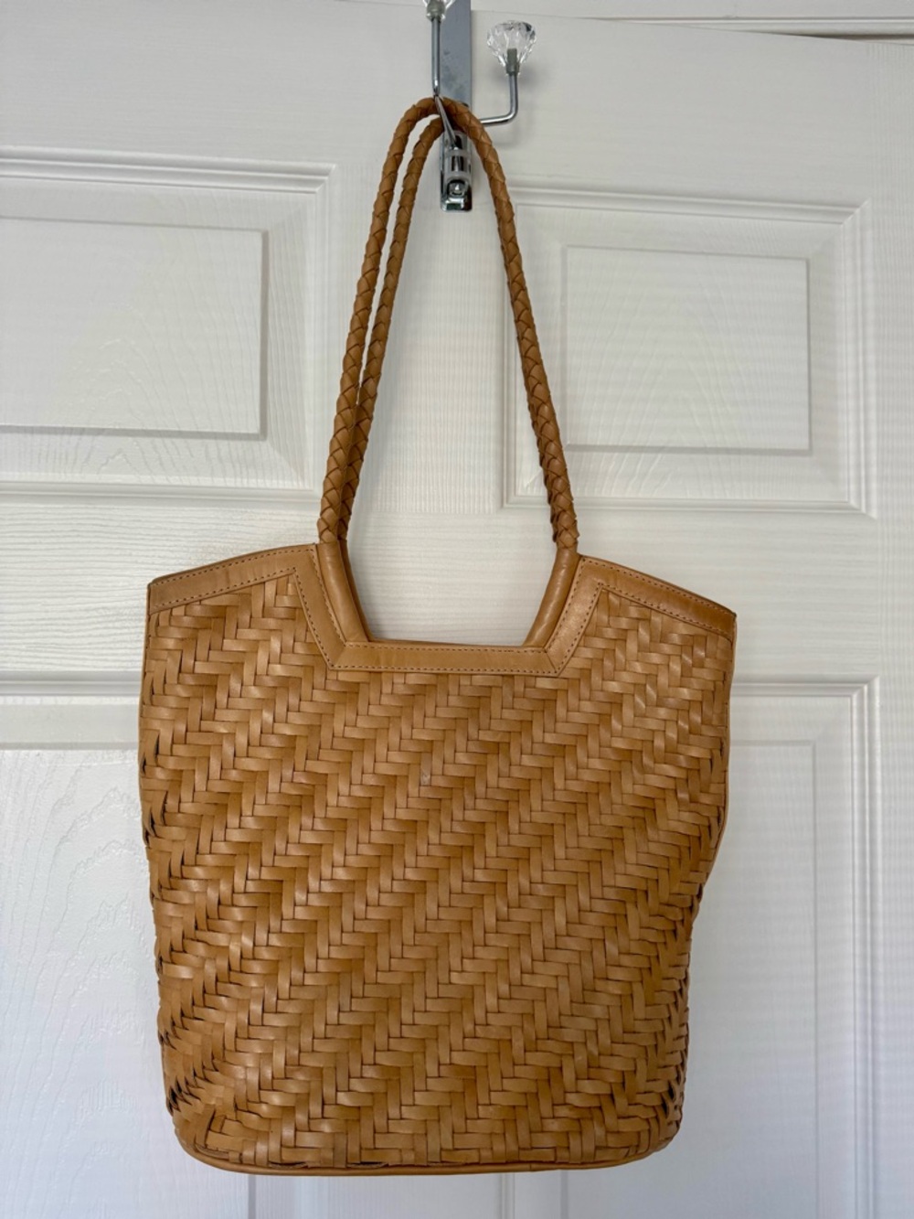 Woven Shoulder Tote in Natural Tan - Picture 4 of 6